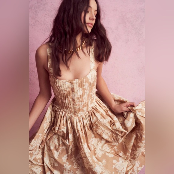 LOVESHACKFANCY  Majory Midi Dress In Espresso - Picture 4 of 16